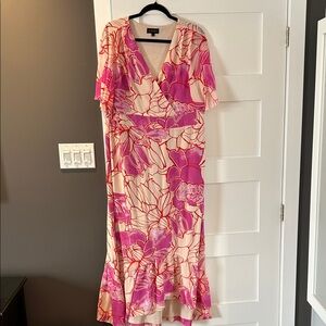 Laura Pink & Cream Floral Maxi Dress